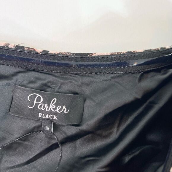 Parker Black Mini Dress Womens 16 JoJo One Shoulder Ruffle Leopard Print new - Picture 2 of 12